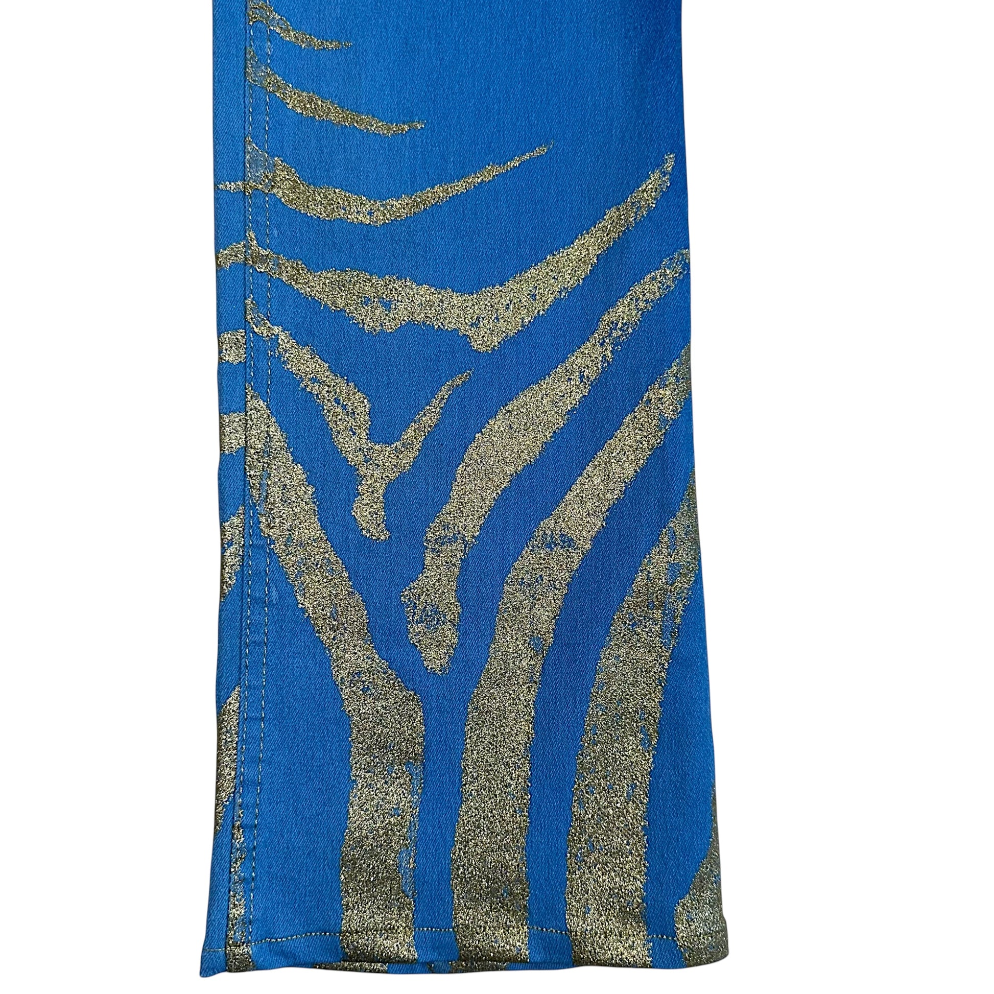 Roberto Cavalli 90's Blue & Gold Zebra Print Jeans - Outfit Repeater