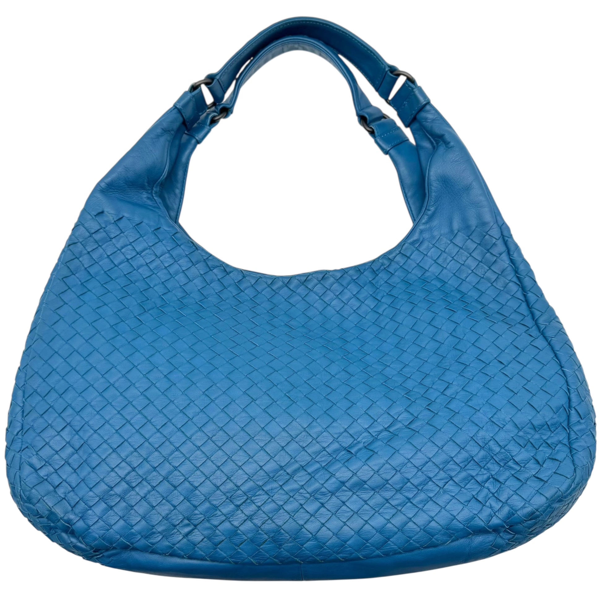 Bottega Veneta Blue Intrecciato Lambskin Large Hobo Shoulder Bag - Outfit Repeater