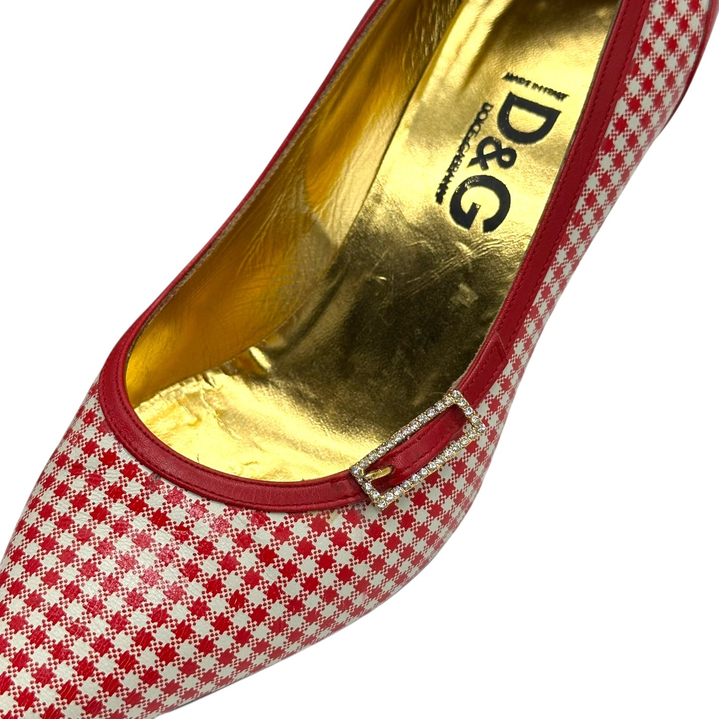 D&G Dolce & Gabbana Red Gingham Kitten Heels - Outfit Repeater