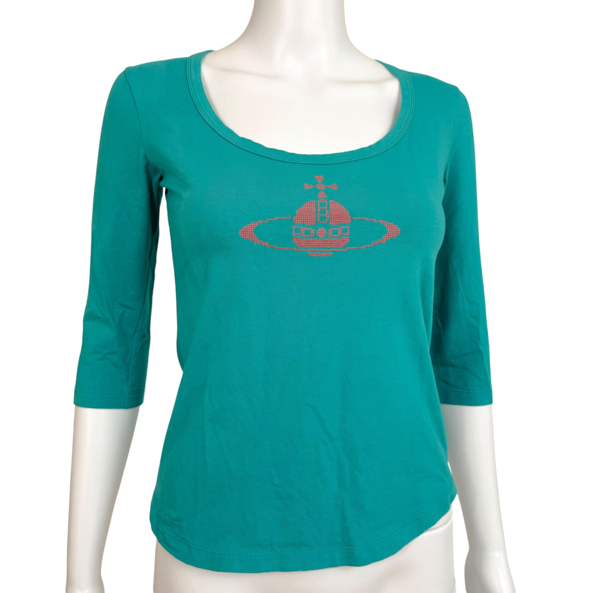 Vivienne Westwood Turquoise Embroidered Orb Logo T-Shirt