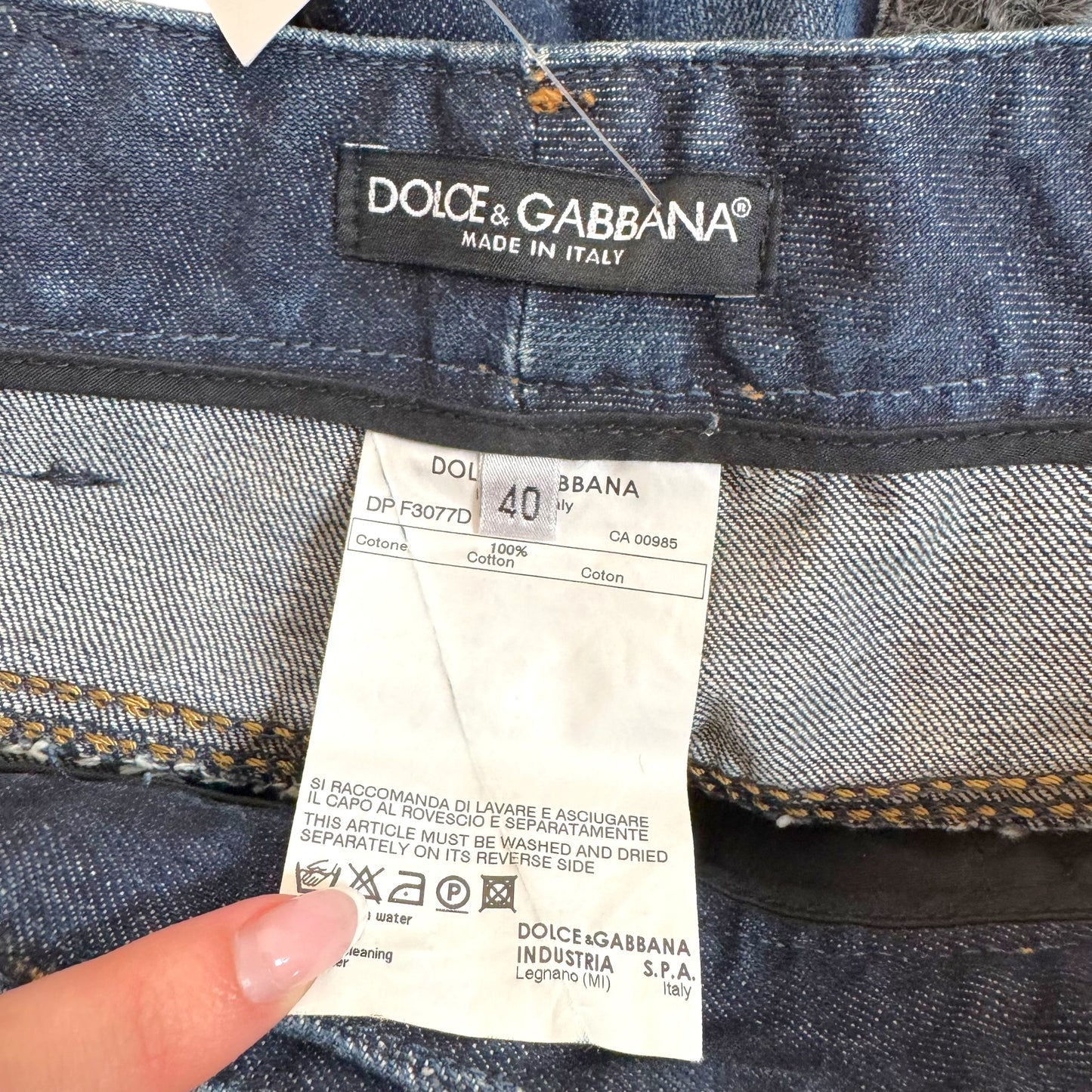 Dolce & Gabbana Denim Capri Pants Blue Fur Trim Studded