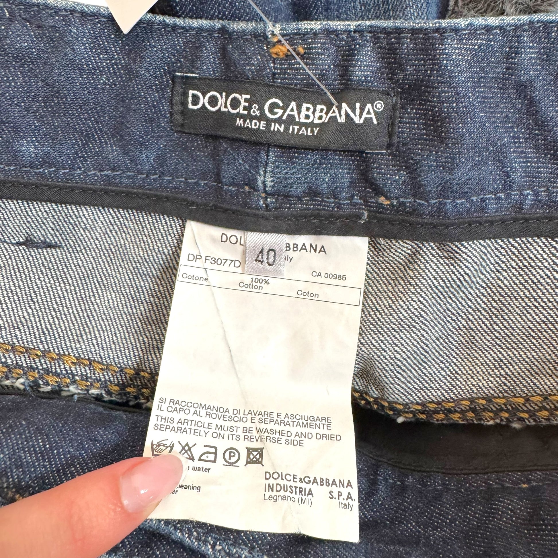 Dolce & Gabbana Denim Capri Pants Blue Fur Trim Studded