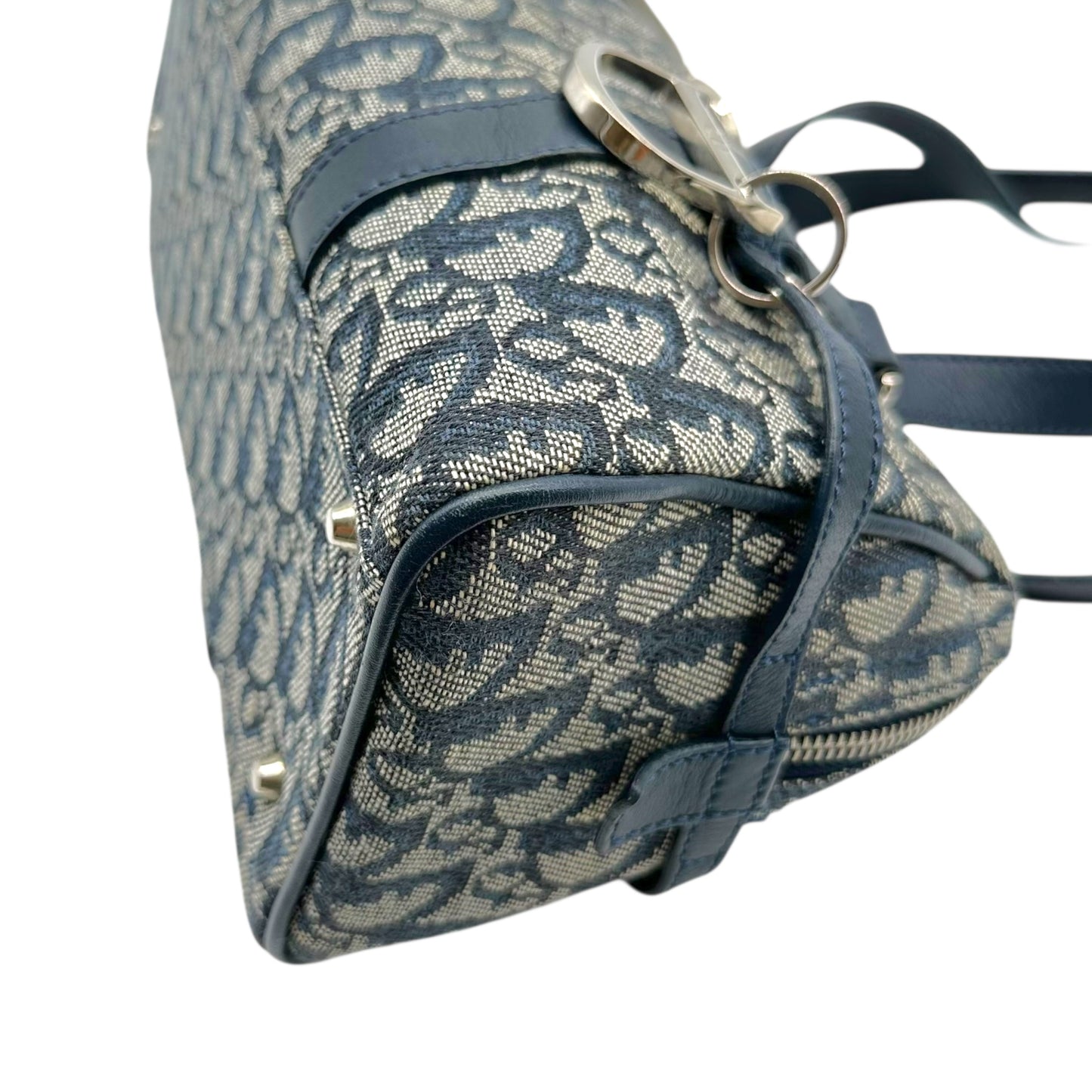 Christian Dior Navy Blue Trotter Monogram Logo Hardware Shoulder Bag