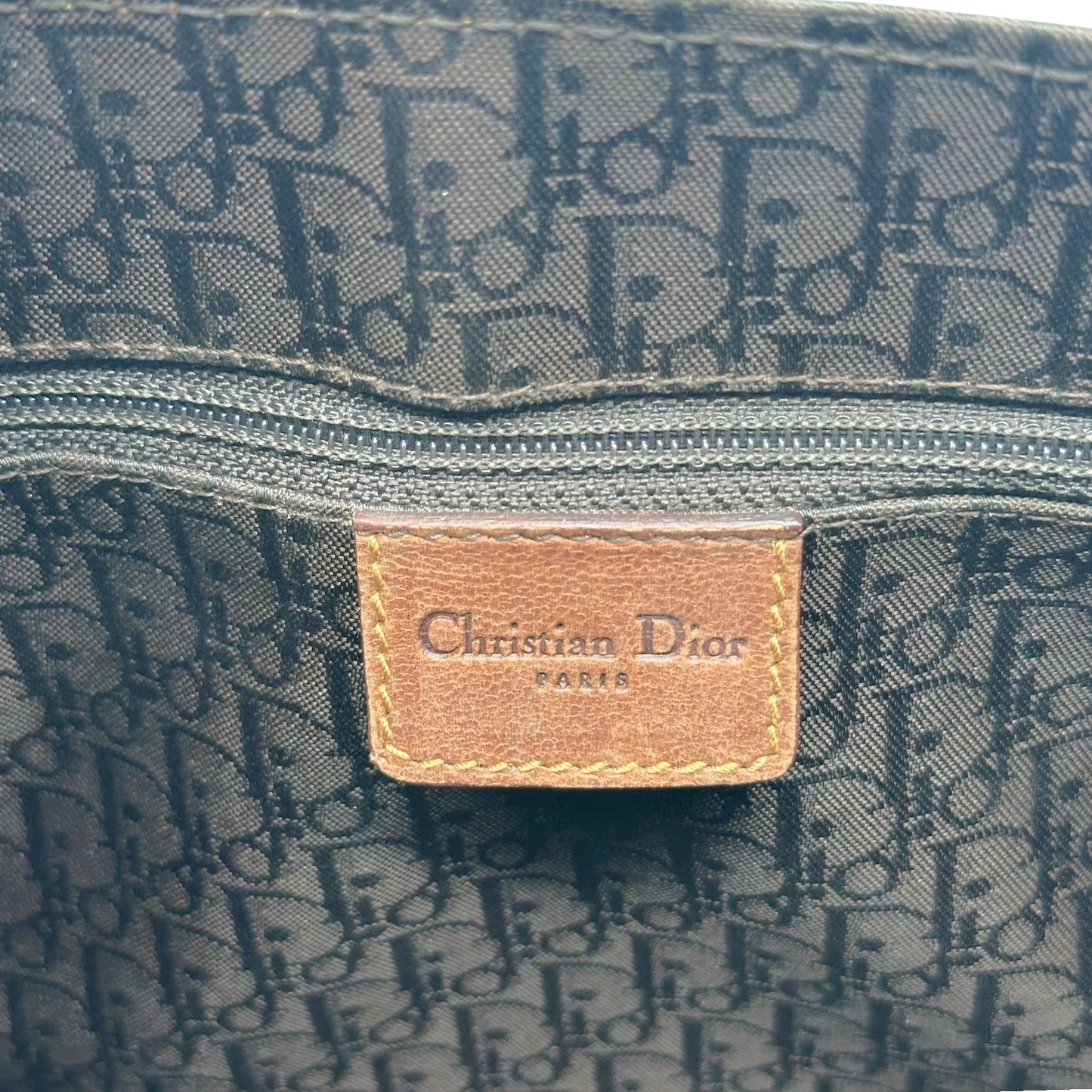 Christian Dior Denim Brown Leather Handbag