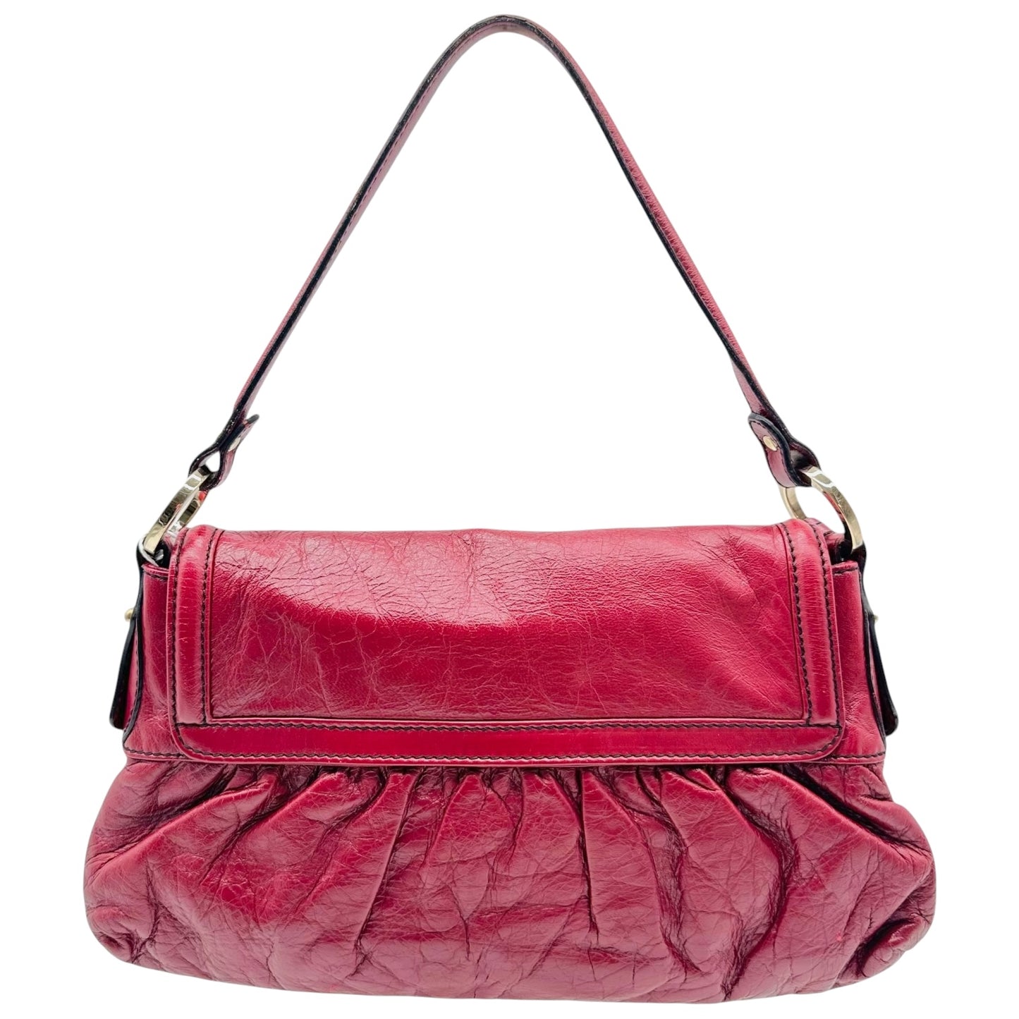 Fendi Burgundy Leather Small Chef Shoulder Bag