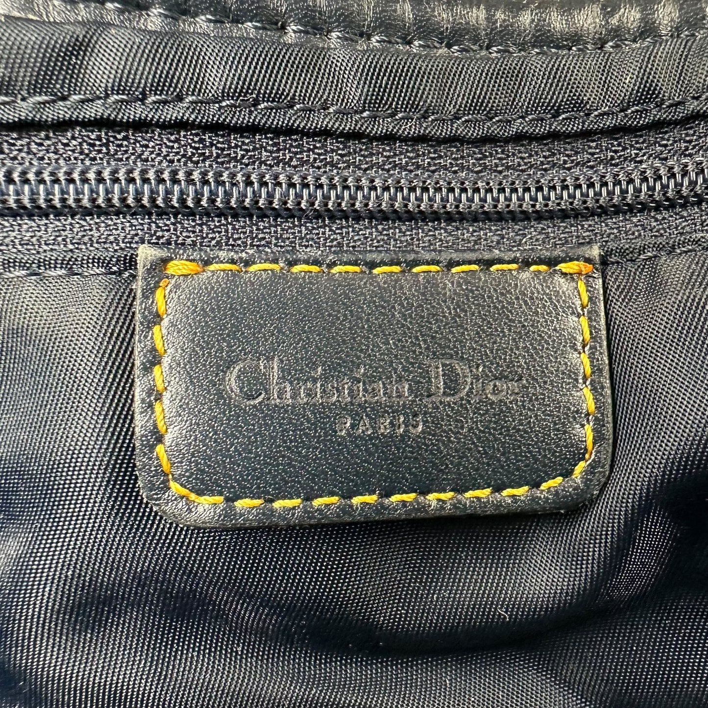 Christian Dior 2002 Navy Trotter Monogram Saddle Bag