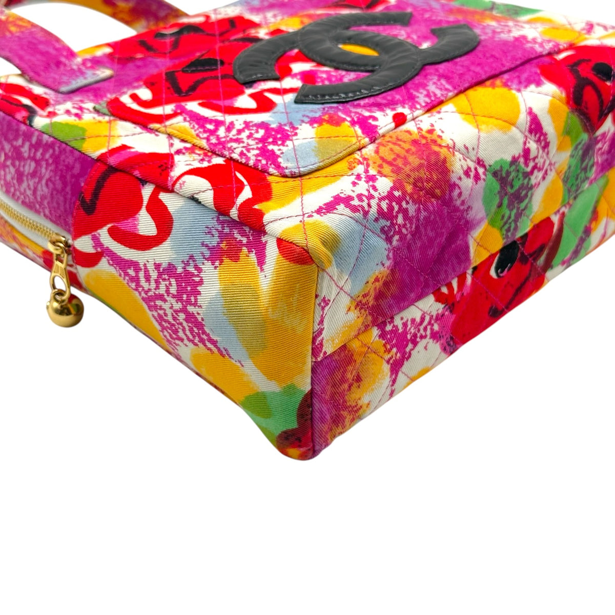 Chanel Top Handle Handbag Multicolor Camellia Floral