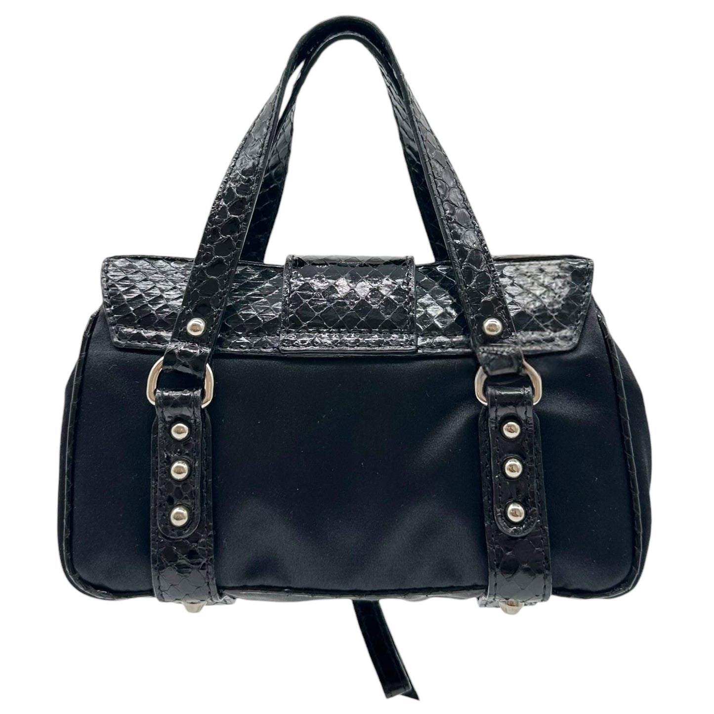 D&G Dolce & Gabbana Black Python & Crystal Embellished Mini Bag