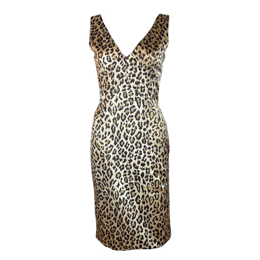 D&G Leopard Print Satin Bodycon Midi Dress