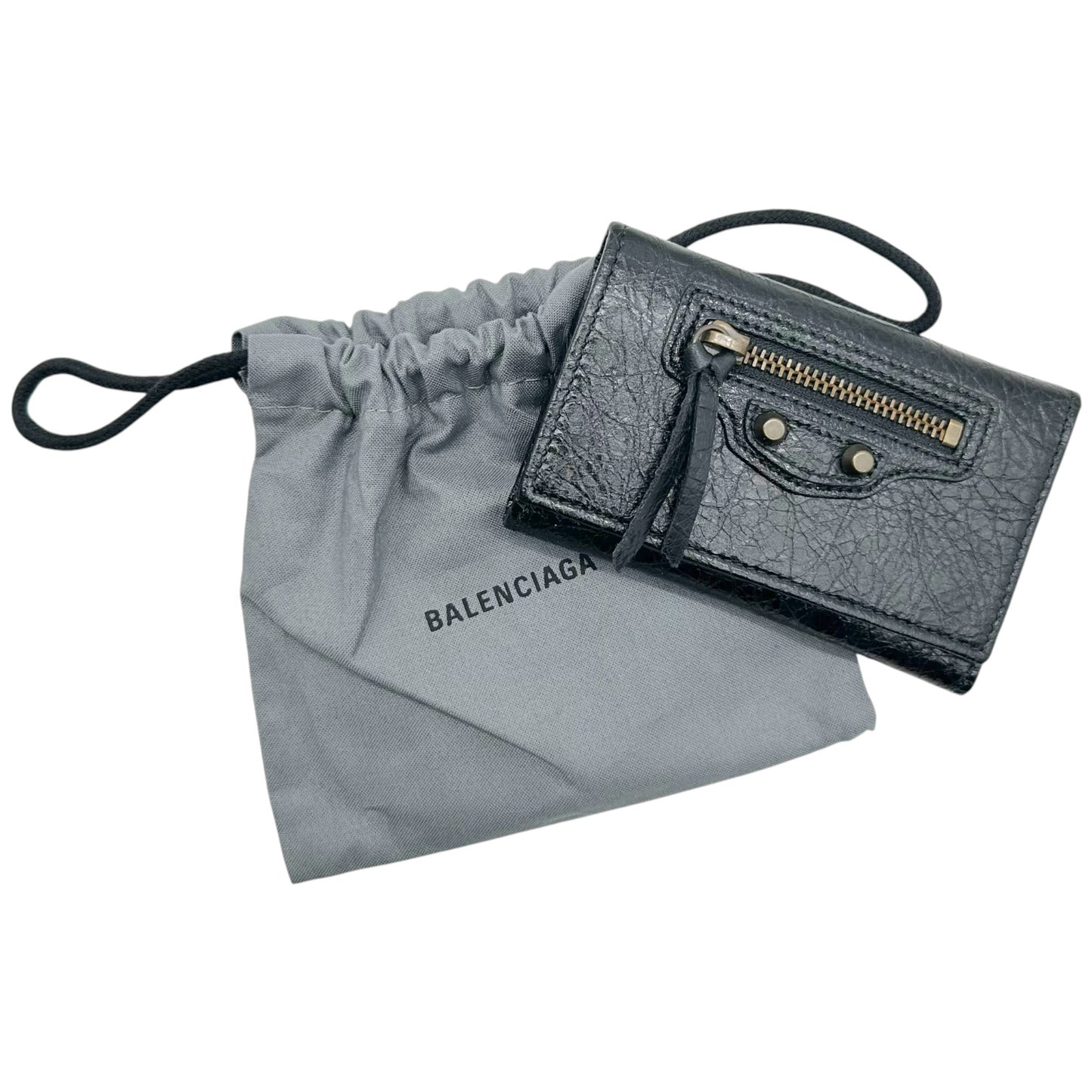 Balenciaga Black Leather City Key Pouch