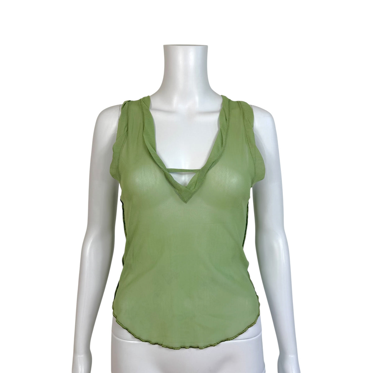 Jean Paul Gaultier Light Green Mesh Wrap Cropped Tank