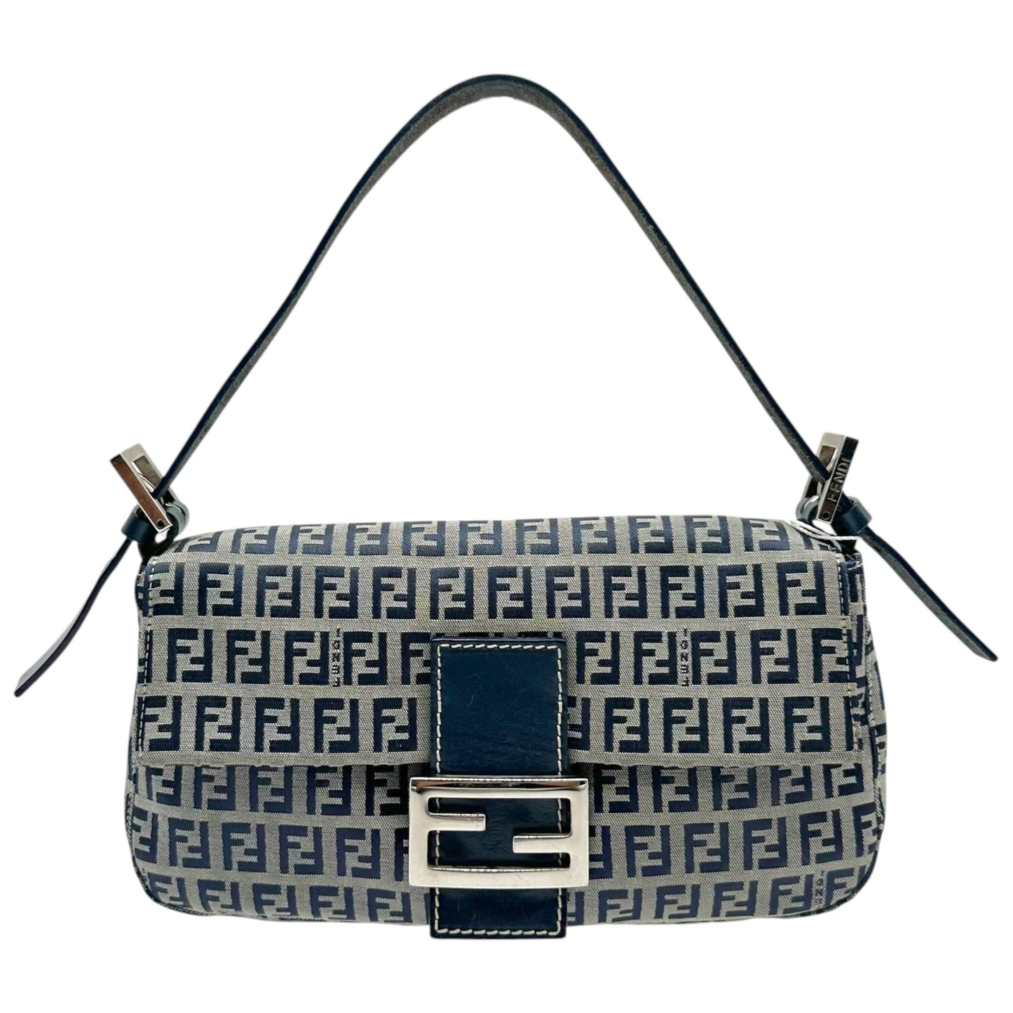 Fendi Navy Blue Zucchino Monogram Baguette Bag