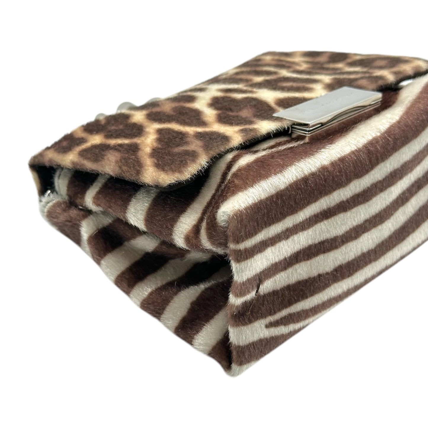 Stella McCartney Leopard Zebra Print Faux Ponyhair Crossbody Bag