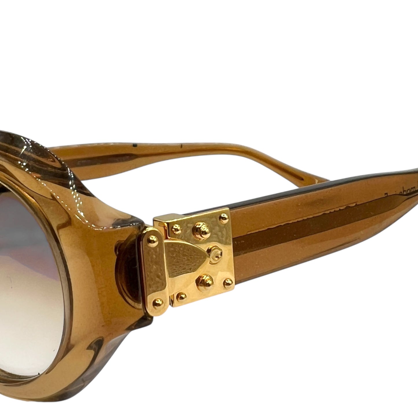 Louis Vuitton Gold Glitter Oversized Round Sunglasses Z0094E w/ Case