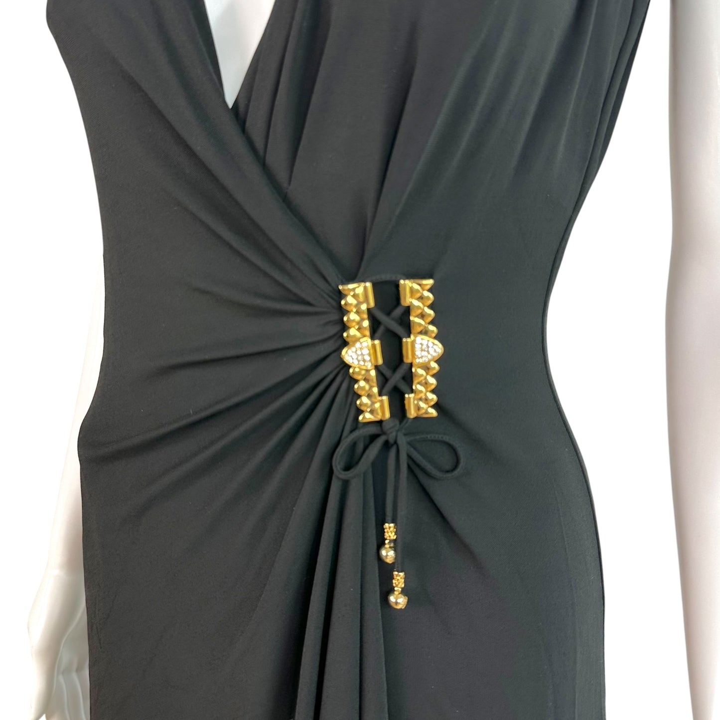 Roberto Cavalli Black Gold Crystal Embellished Mini Dress