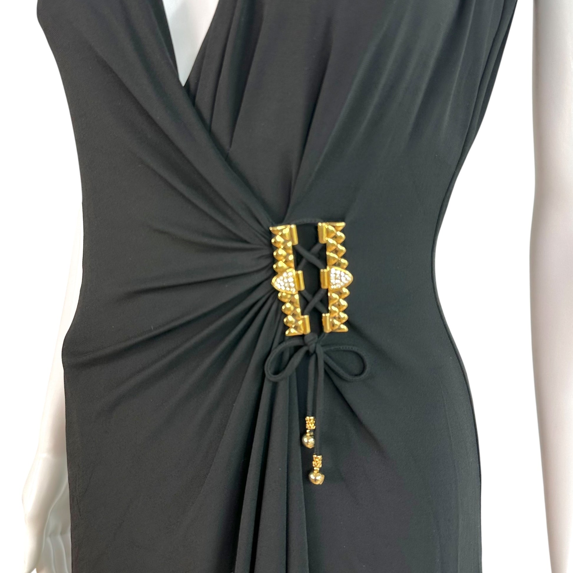 Roberto Cavalli Black Gold Crystal Embellished Mini Dress