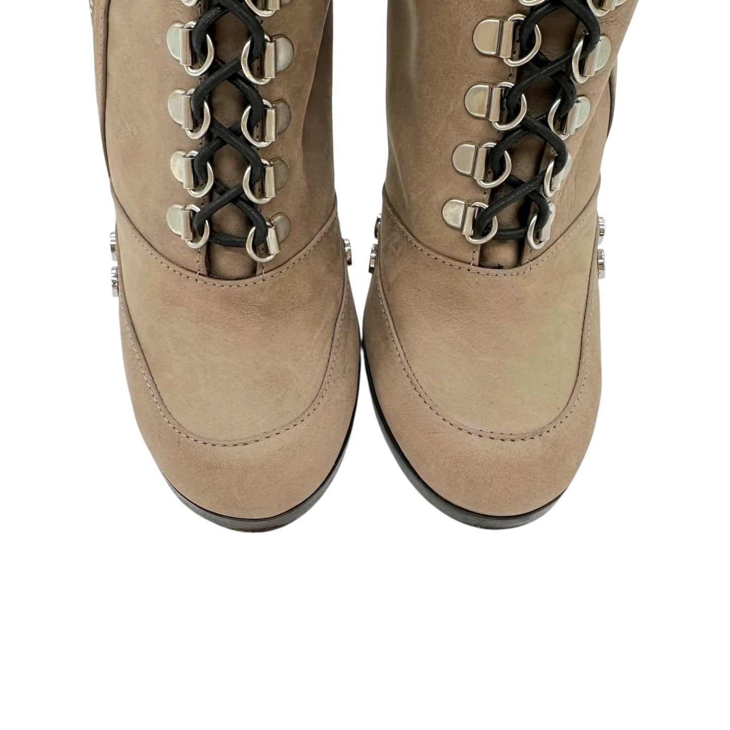 Roberto Cavalli Brown Lace Up Knee High Heeled Pump Boots - Outfit Repeater