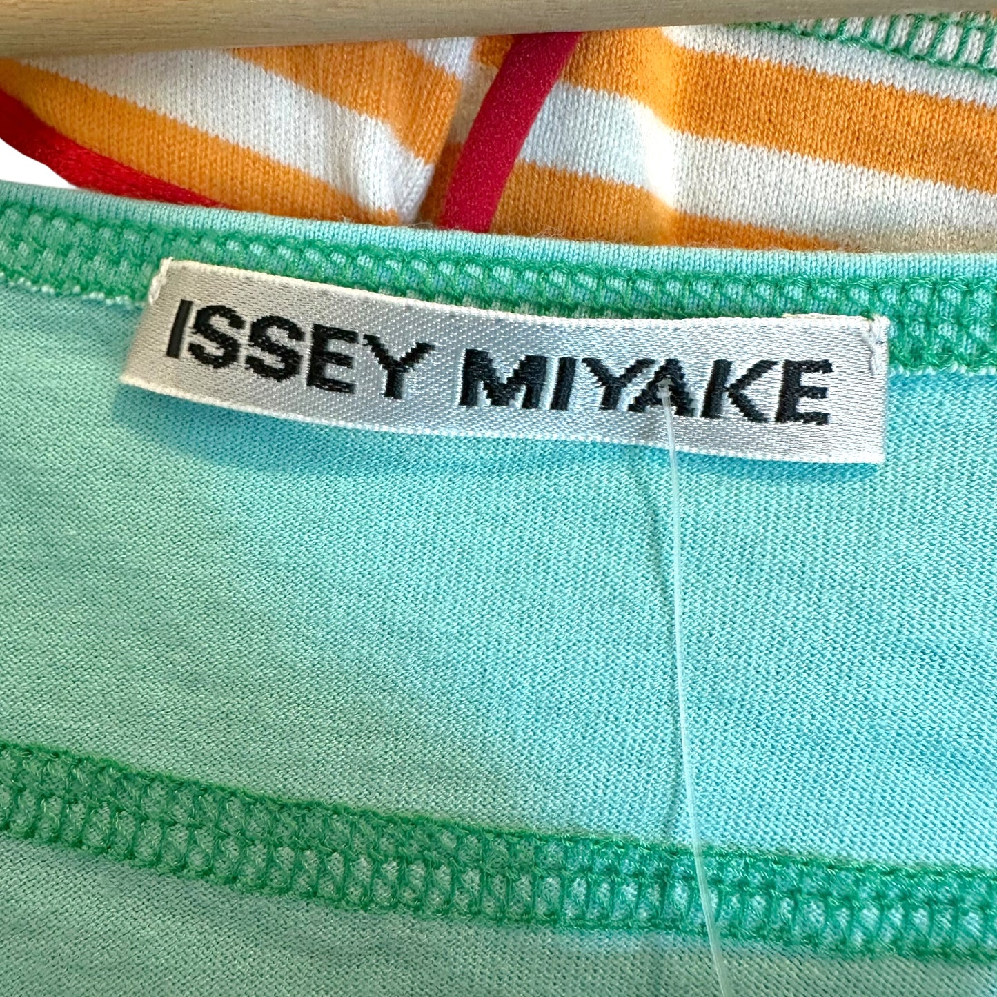 Issey Miyake Teal Blue & Orange Striped Corset Back Tank Top