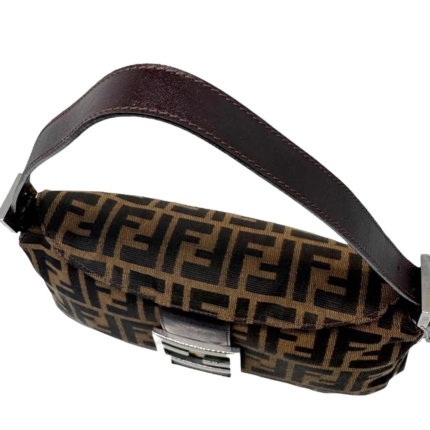 Fendi Classic Zucca Monogram Fold-Over Baguette Bag