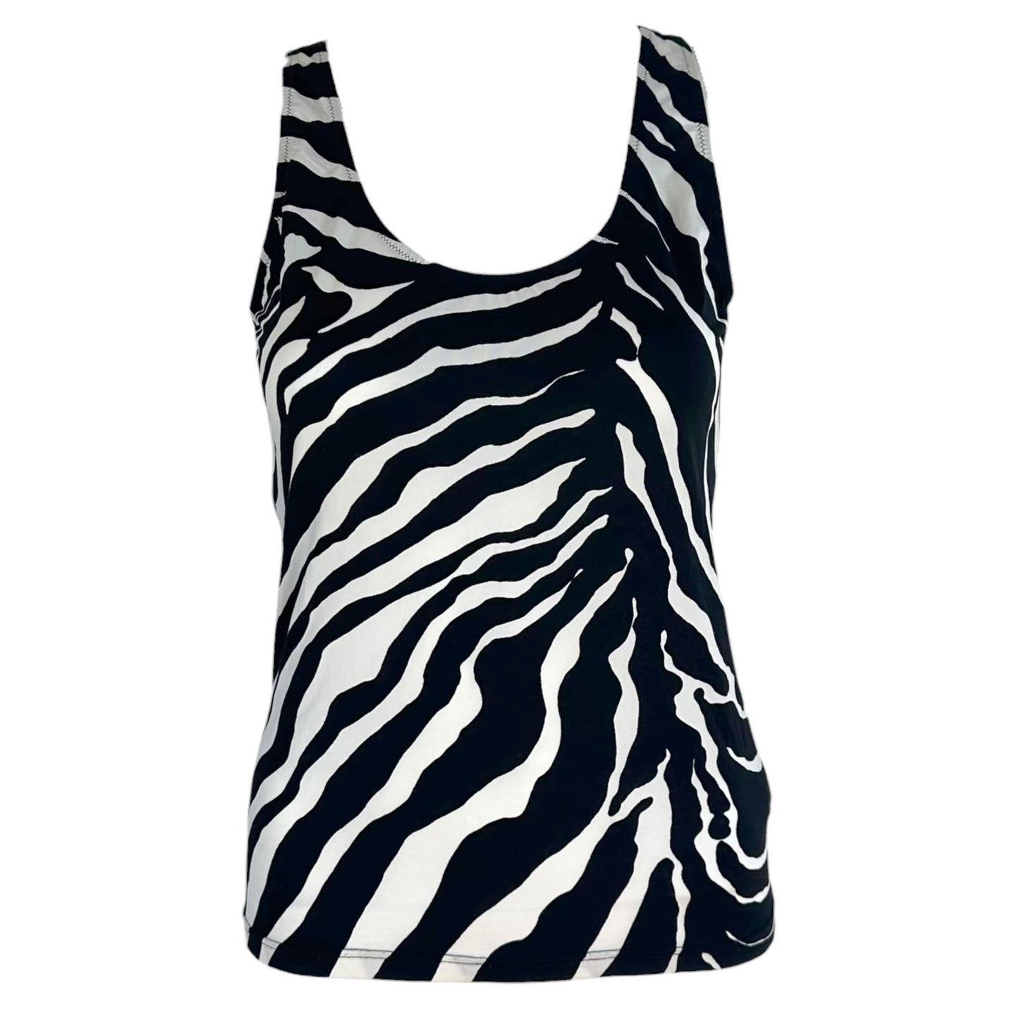 Dolce & Gabbana Zebra Print Tank Top Black White Fitted