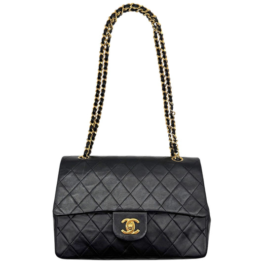 Chanel Black Lambskin Matelasse Quilted Classic Medium Double Flap Bag 1989-1991 - Outfit Repeater