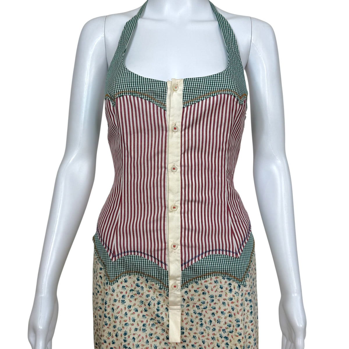 Dsquared2 Floral Gingham Halter Midi Dress Size M
