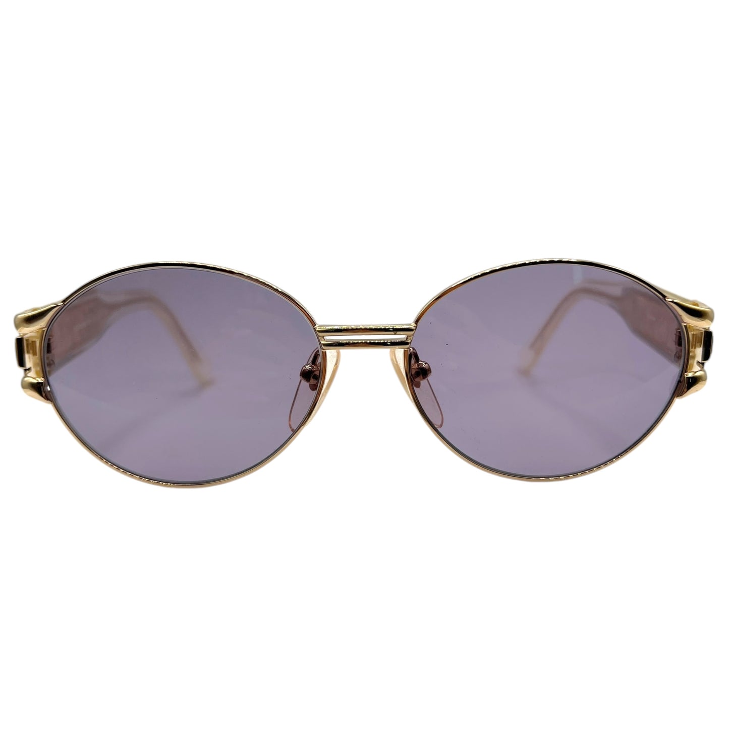 Yves Saint Laurent Gold YSL Logo Oval Sunglasses w/ Case