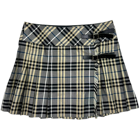 Burberry Blue Label Blue & Tan Plaid Pleated Mini Skirt