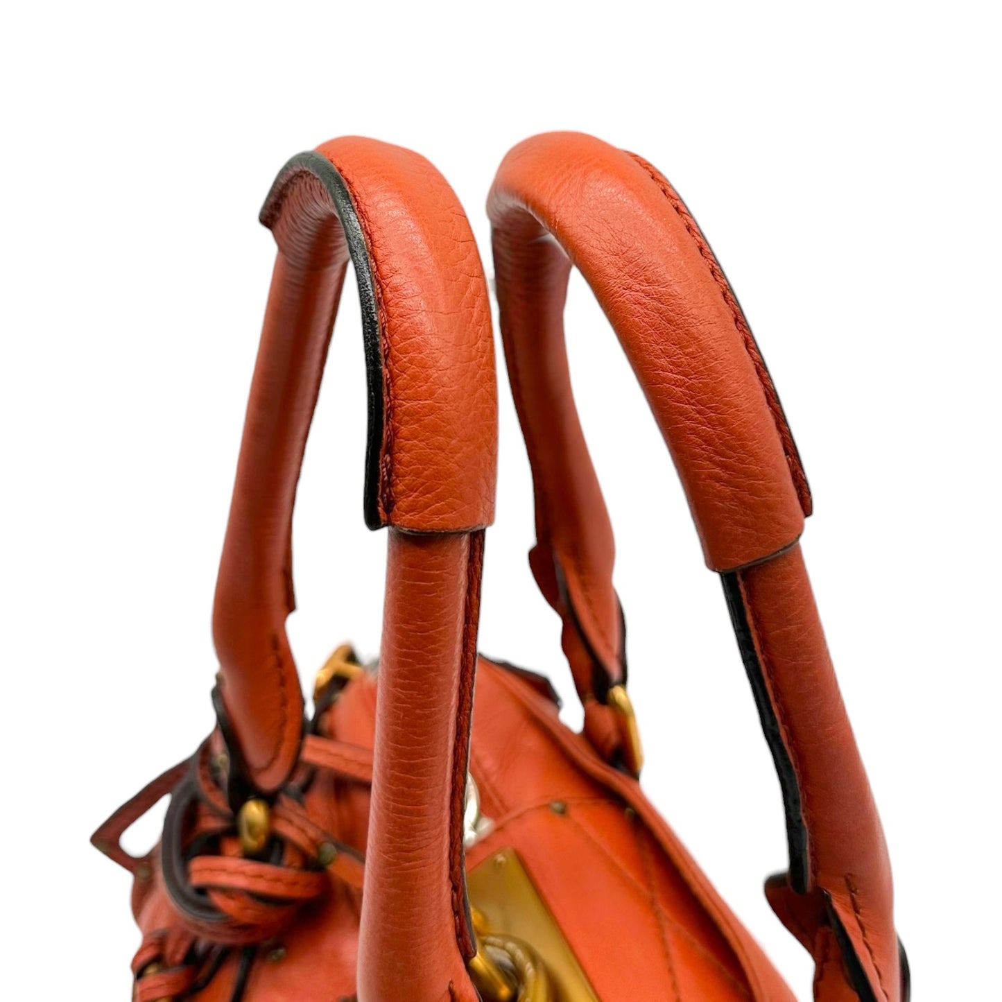 Chloé Terracota Orange & Gold Mini Paddington Shoulder Bag