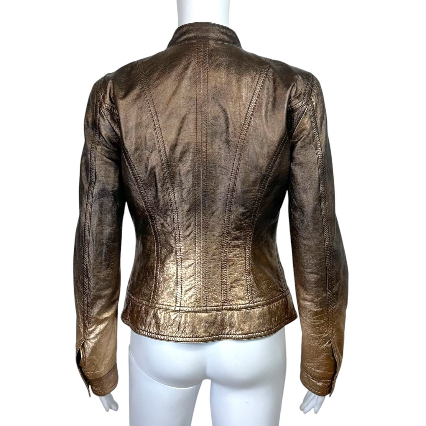 Roberto Cavalli 2008 Bronze Metallic Gradient Leather Jacket