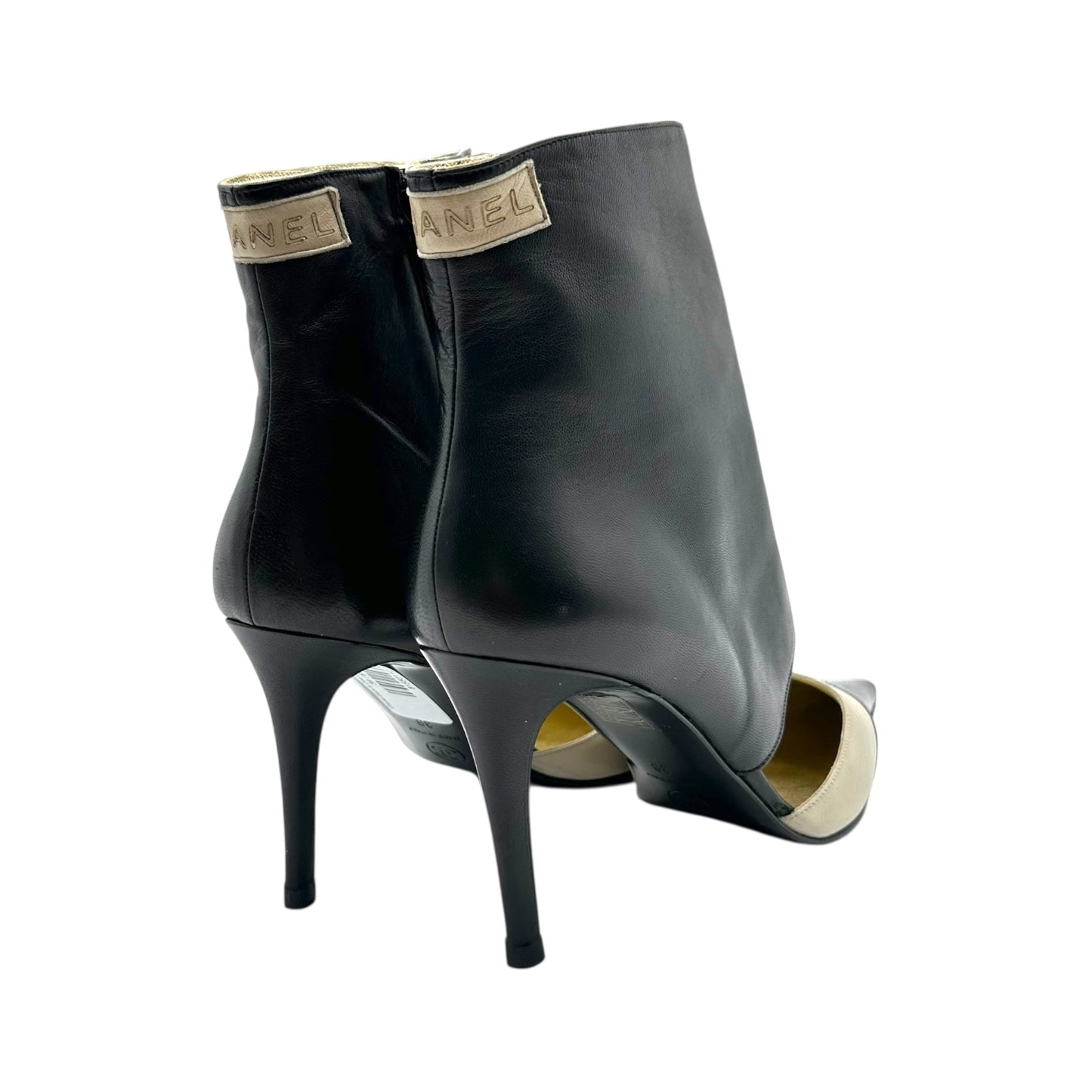Chanel Black & Cream Leather Cut-Out Heels NEW