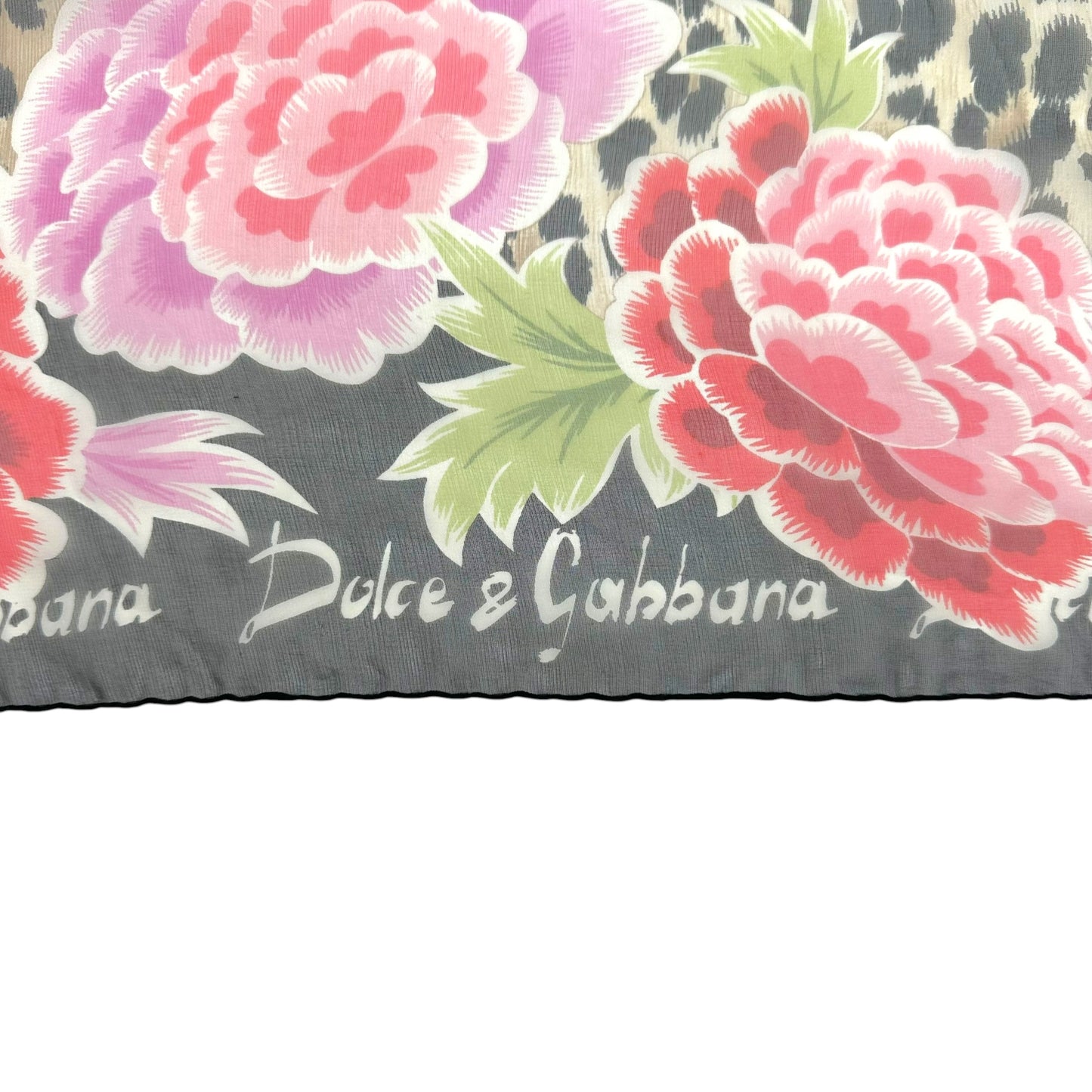 Dolce & Gabbana Floral & Leopard Print Square Silk Scarf