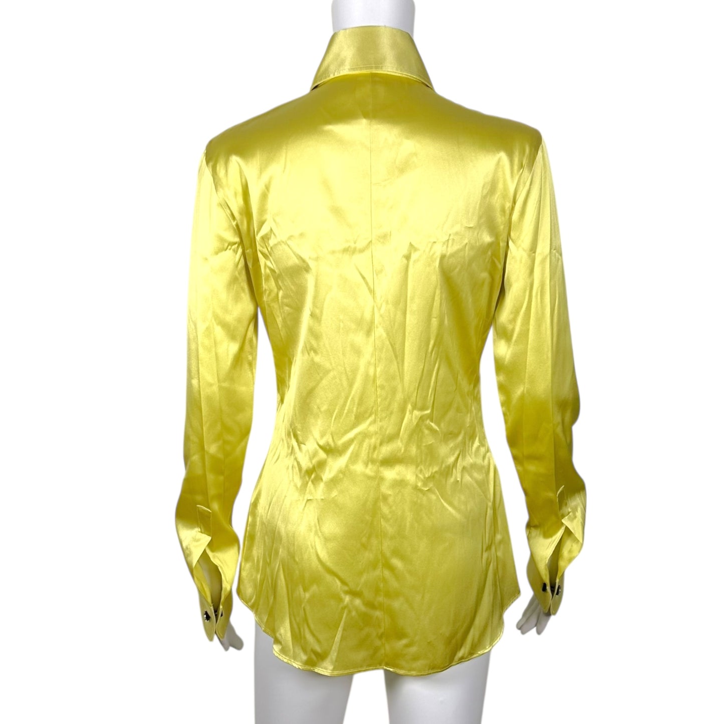 Dolce & Gabbana Yellow Silk Button Up Blouse