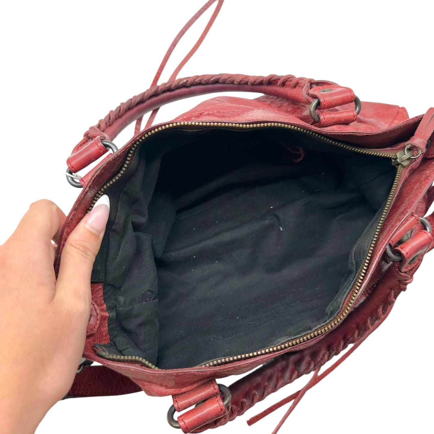 Balenciaga Burgundy Leather 2-Way City Bag