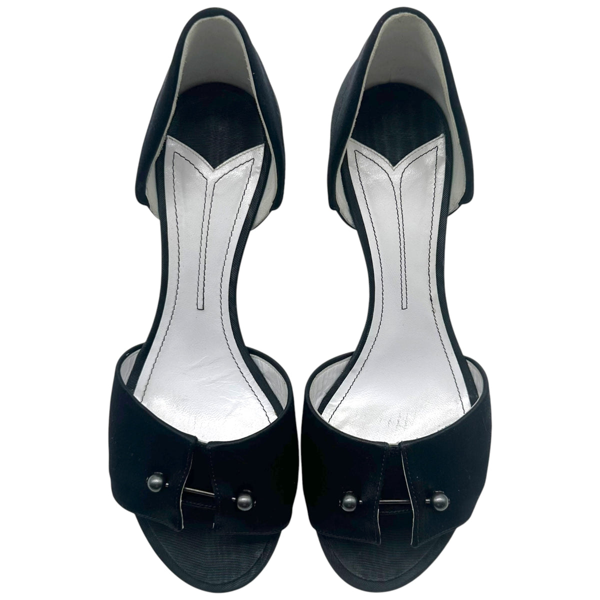 Chanel Tuxedo Black Silk Slingback Heels