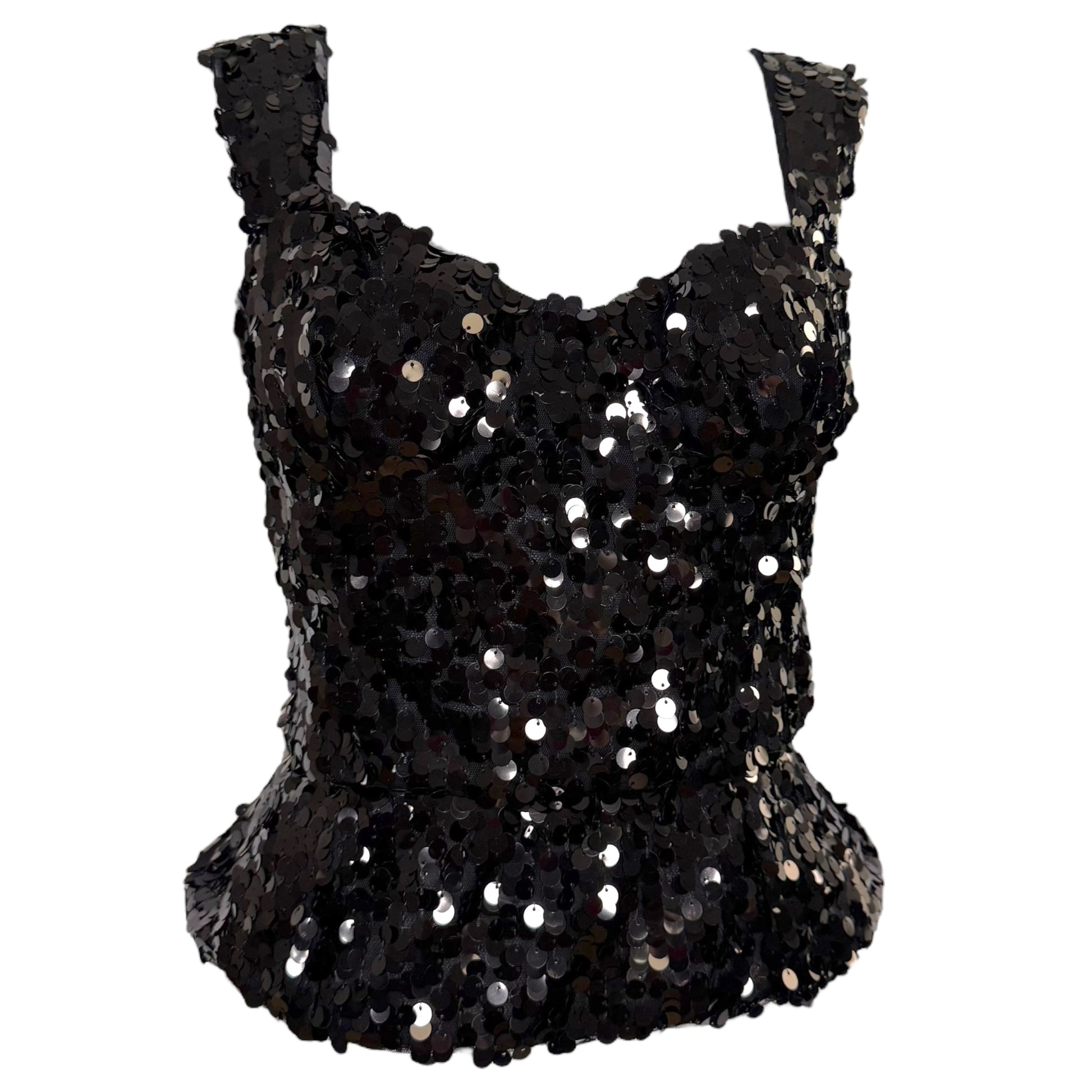 Dolce & Gabbana Black Sequin Corset Top - Outfit Repeater