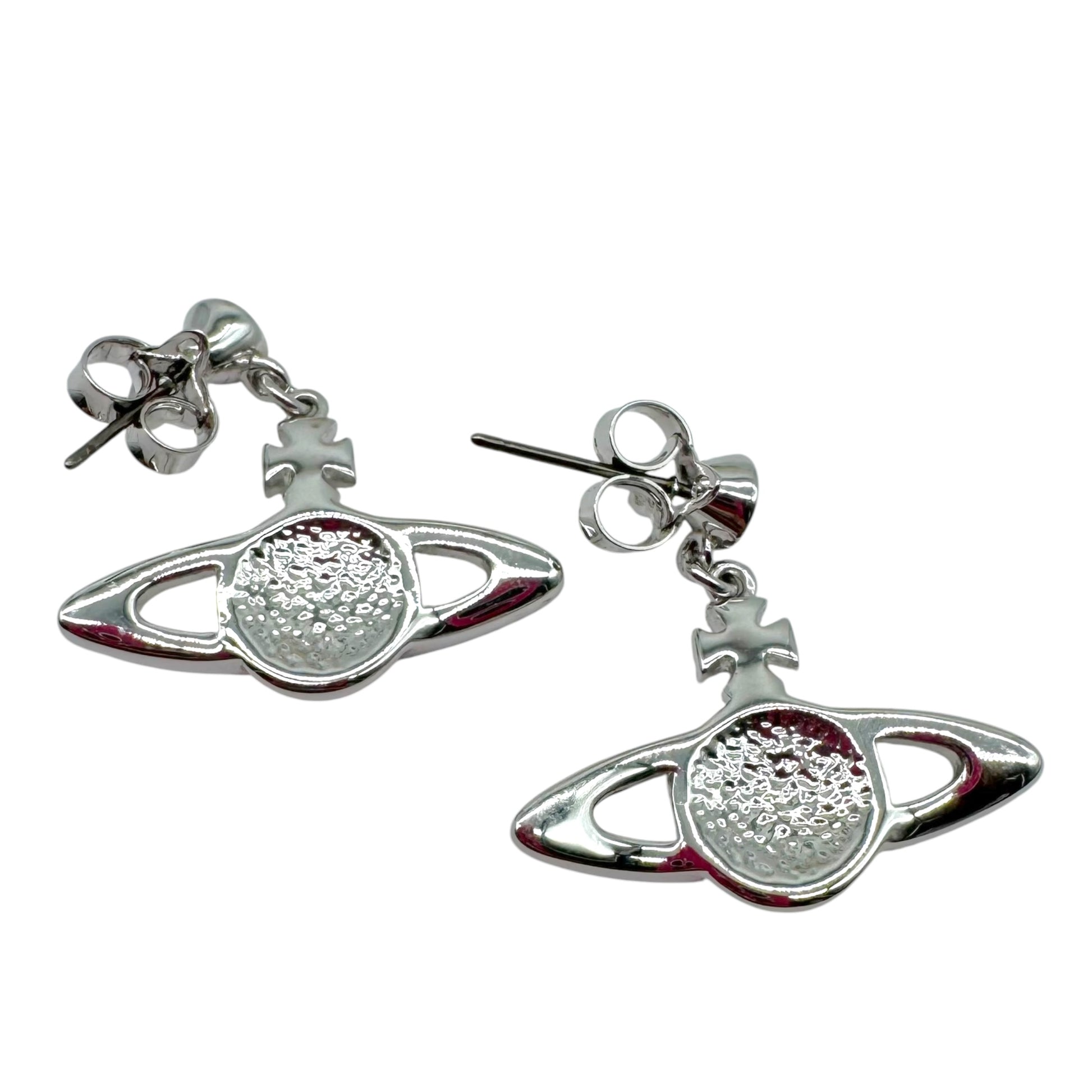 Vivienne Westwood Silver Crystal Dangly Orb Logo Earrings