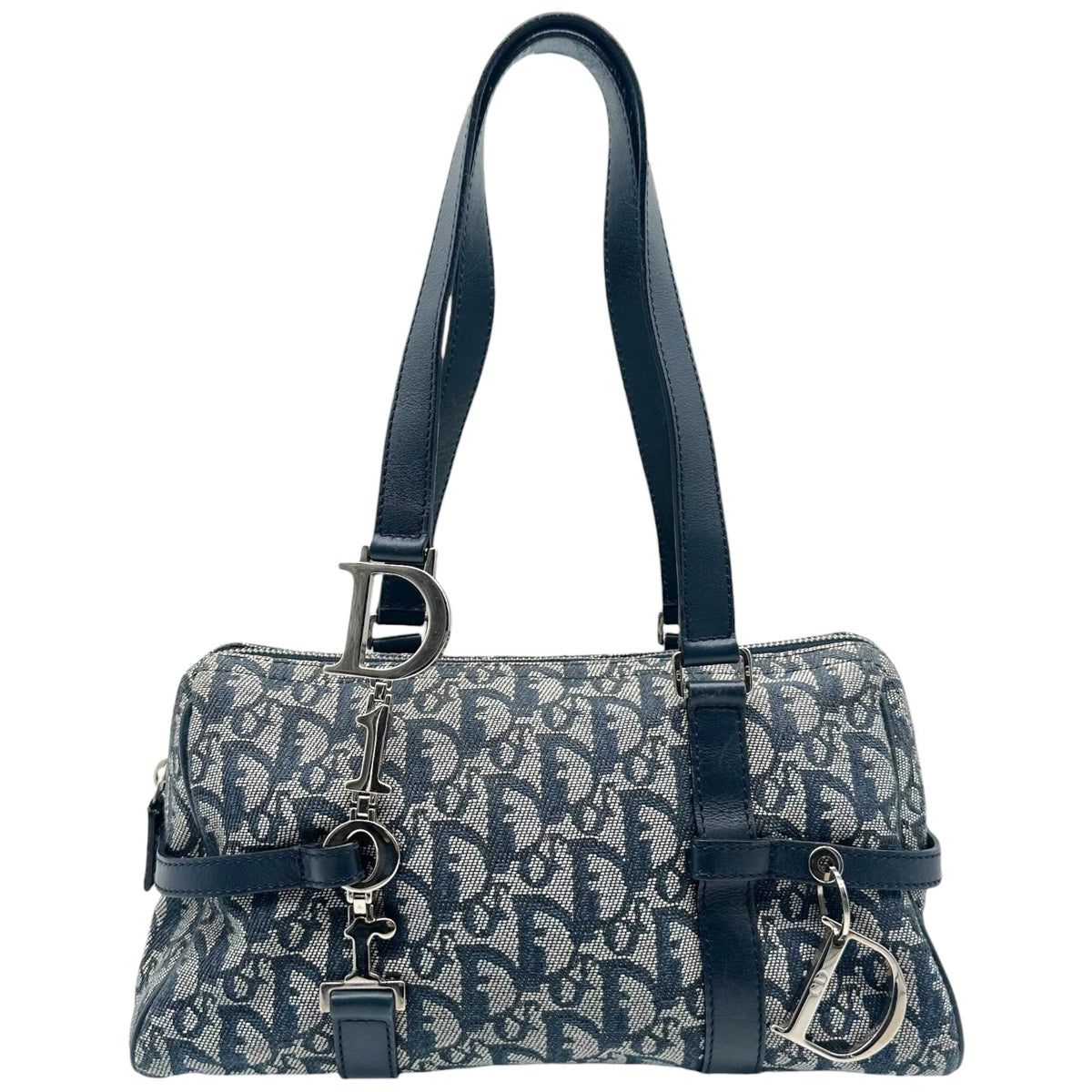 Christian Dior Shoulder Bag Navy Blue Trotter Monogram