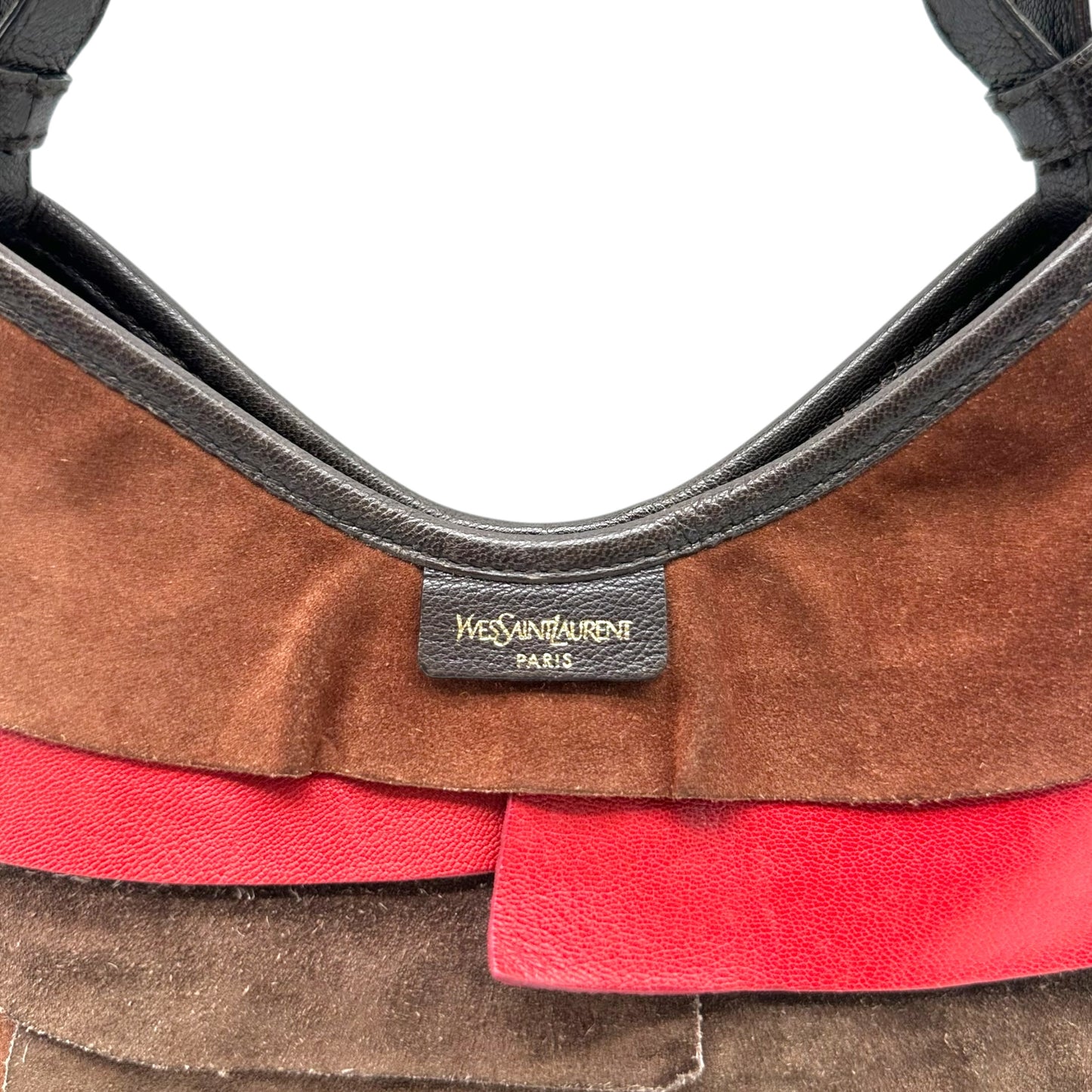 Yves Saint Laurent Small St. Tropez Bag Red Brown Suede