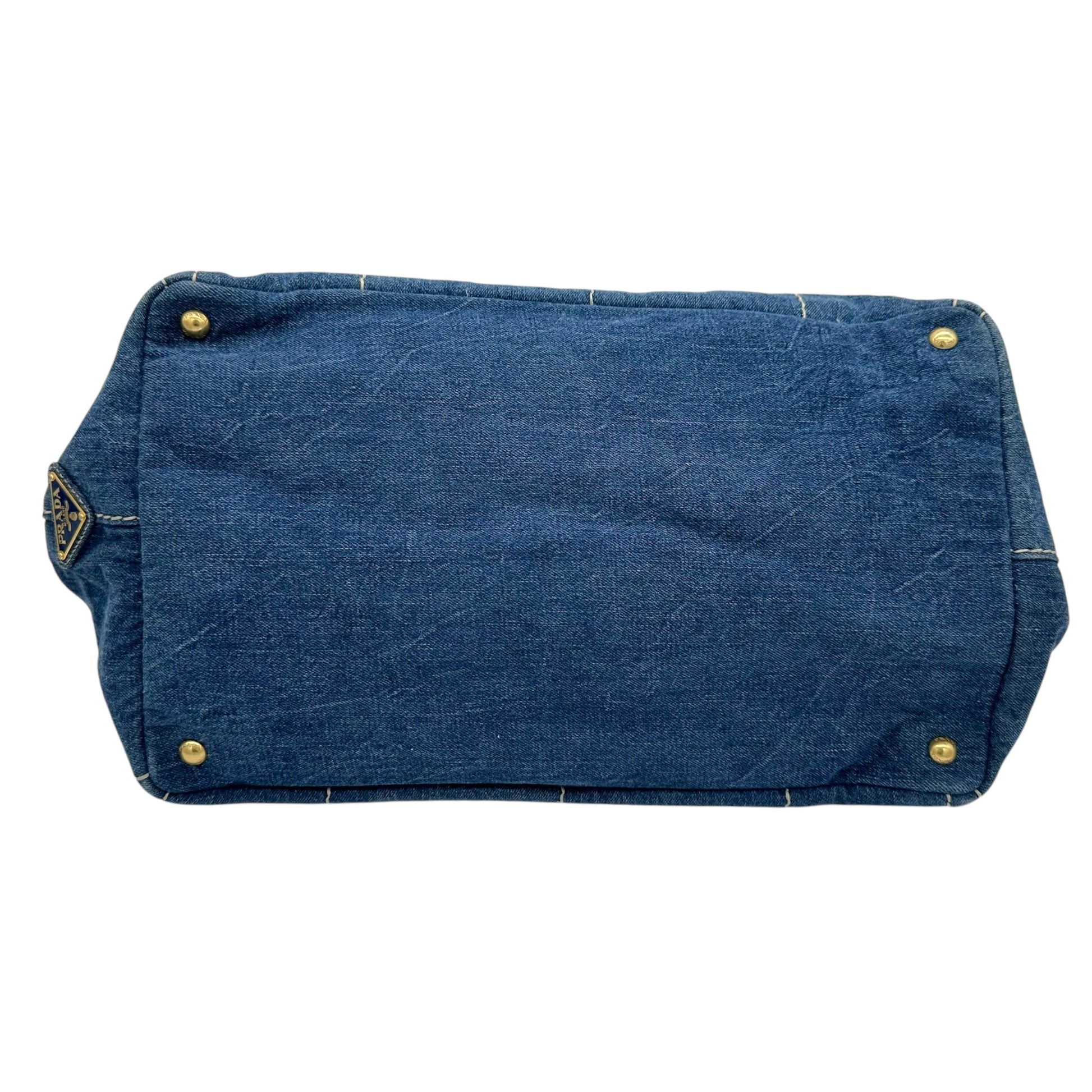 Prada Canapa Blue Denim Tote Bag - Outfit Repeater