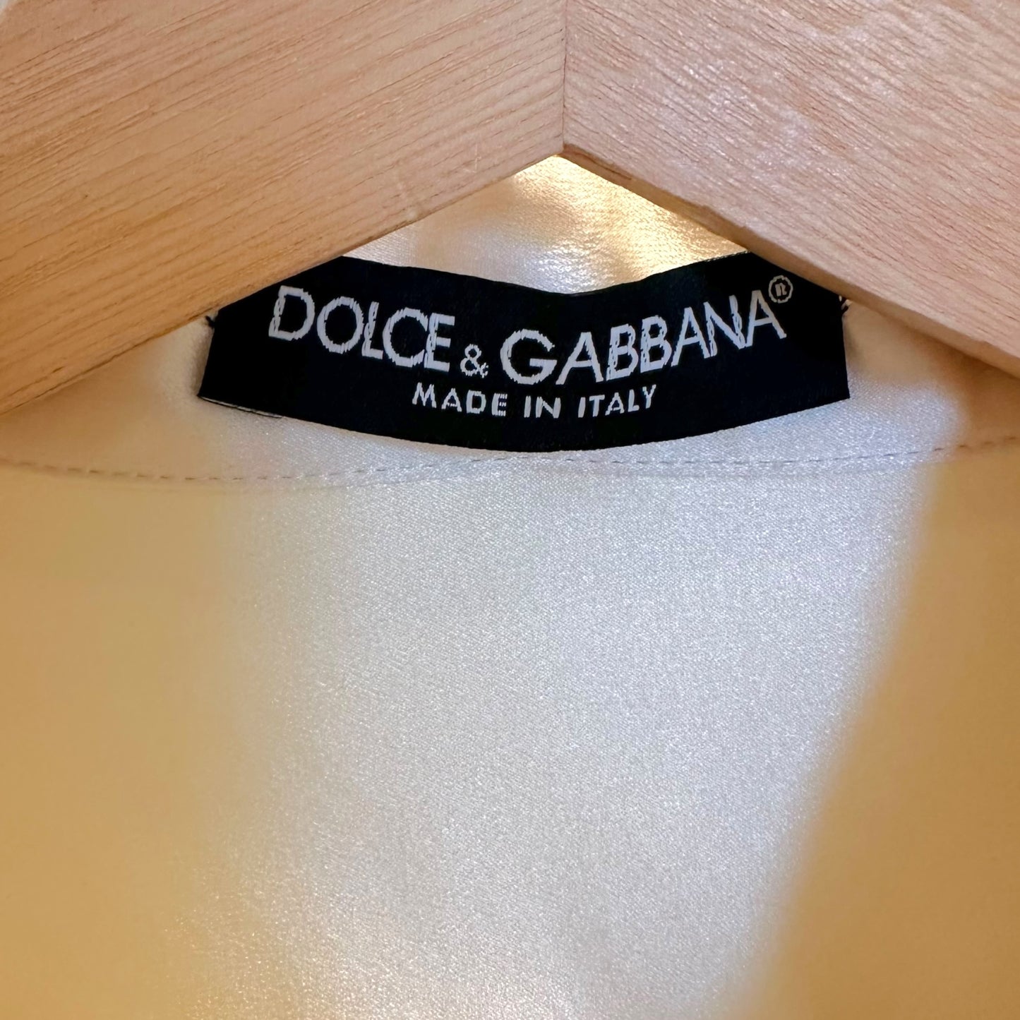 Dolce & Gabbana Cream Silk Button Up Blouse