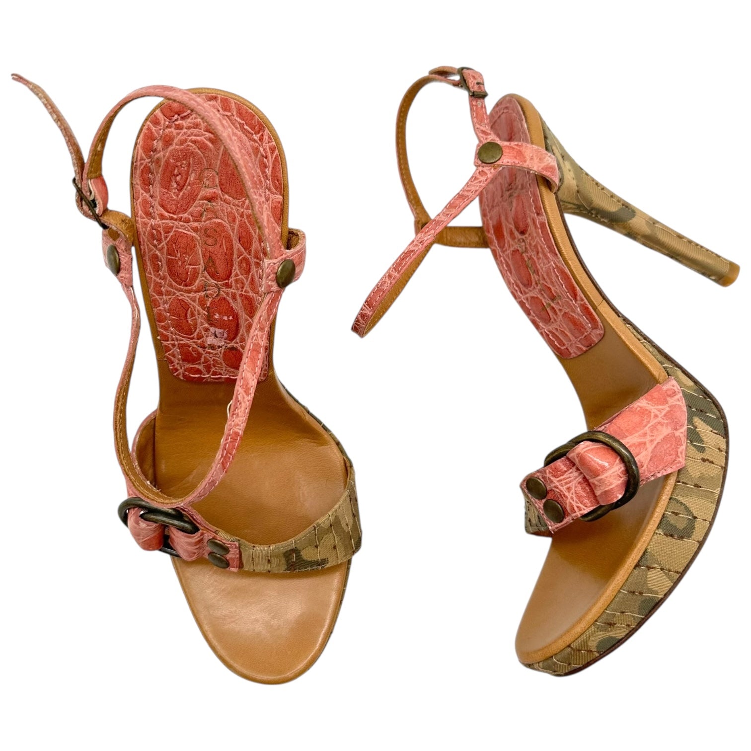 Casadei Pink Croc & Camo Platform Heels - Outfit Repeater