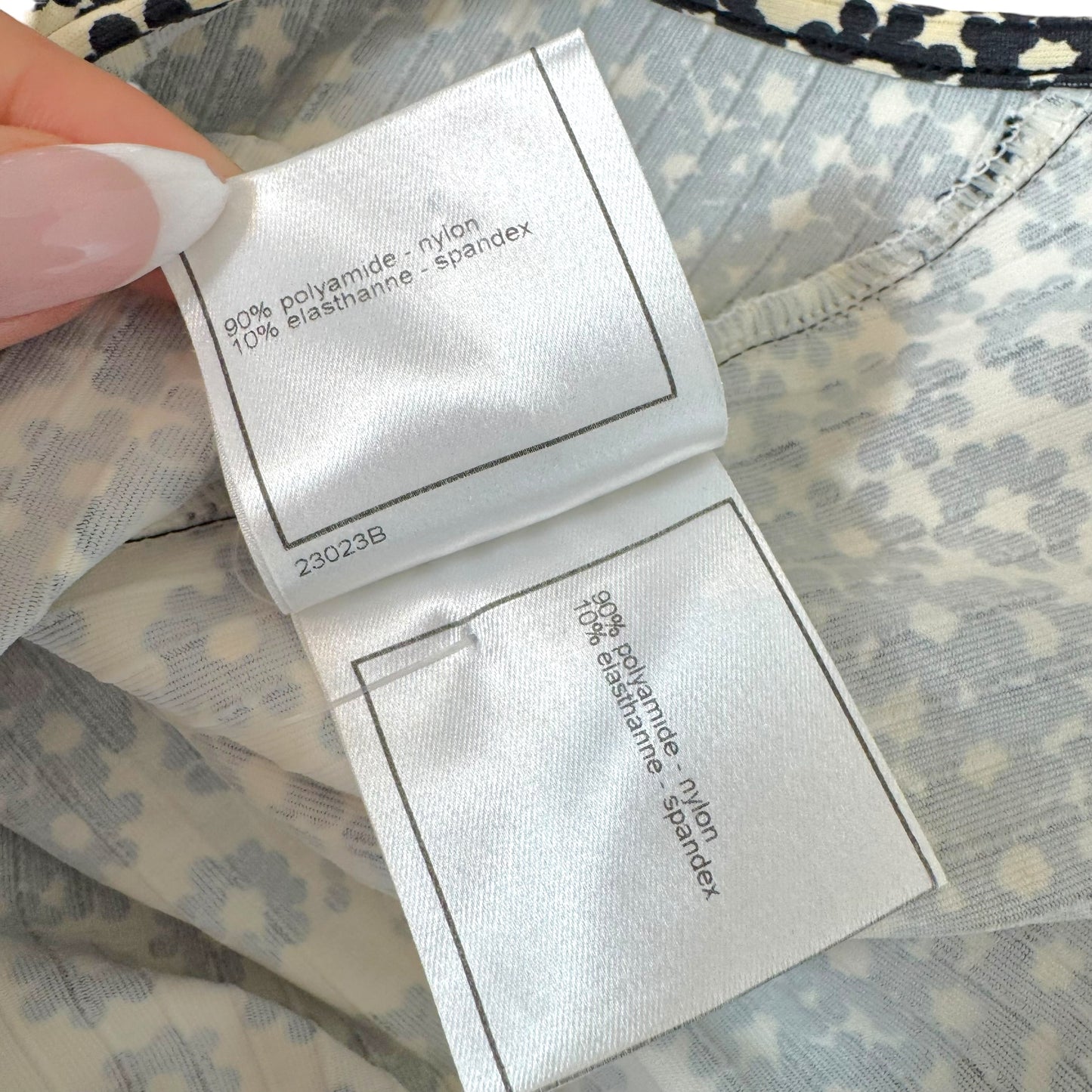Chanel Spring 2003 Ivory & Navy Floral Print Logo Halter Mini Dress