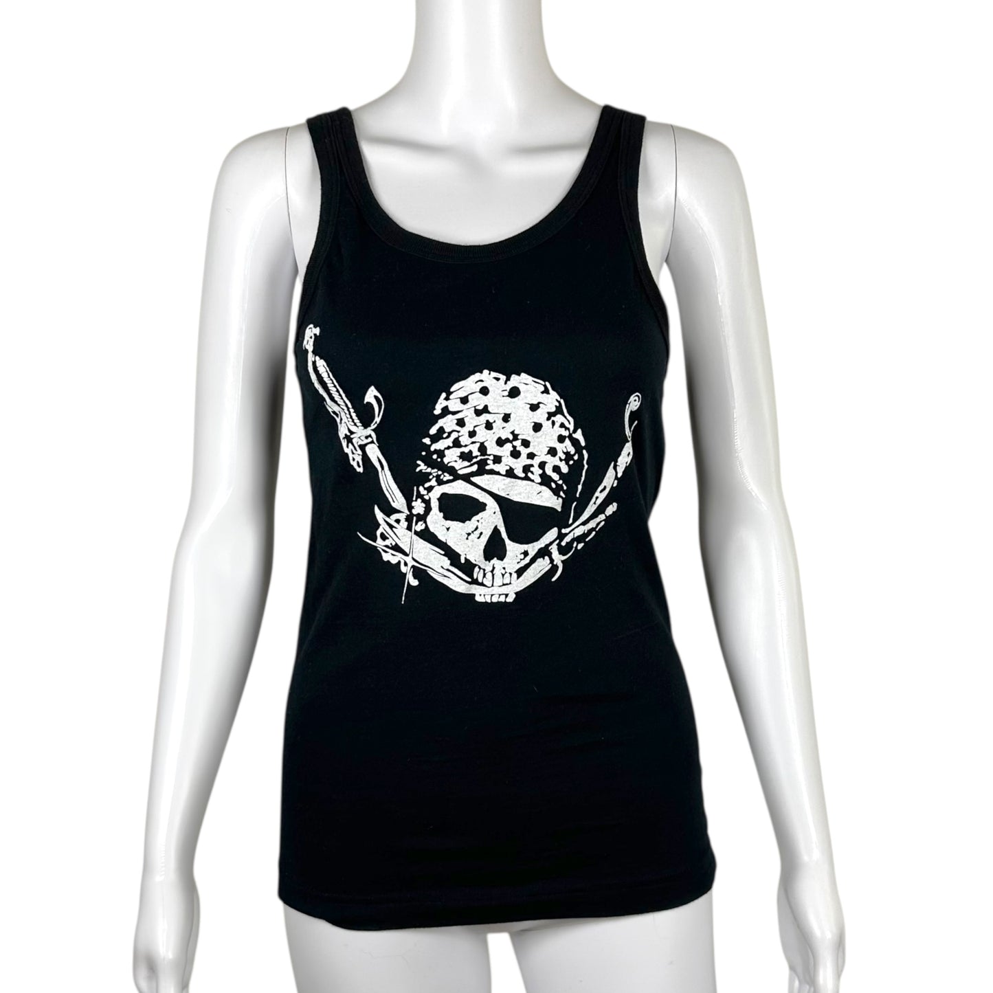 D&G Dolce & Gabbana Black Pirate Skull Graphic Tank Top