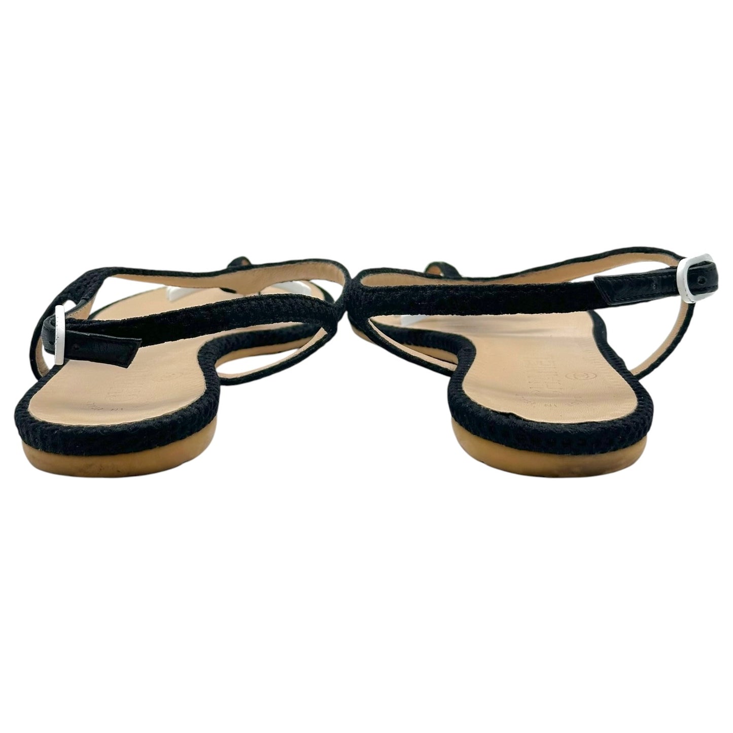 Chanel Black & White CC Logo Flat Thong Sandals