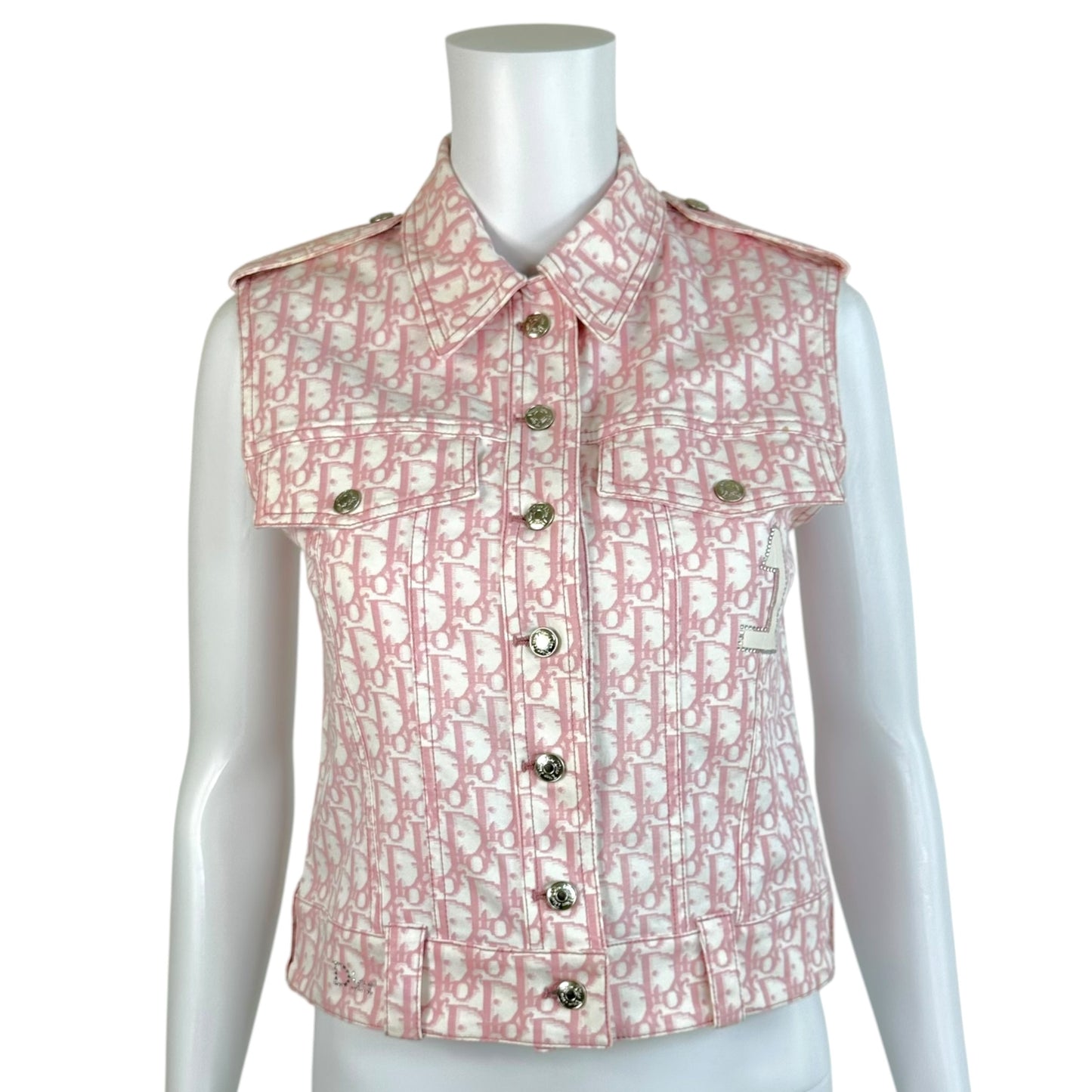 Christian Dior Pink Trotter Monogram Rhinestone Vest