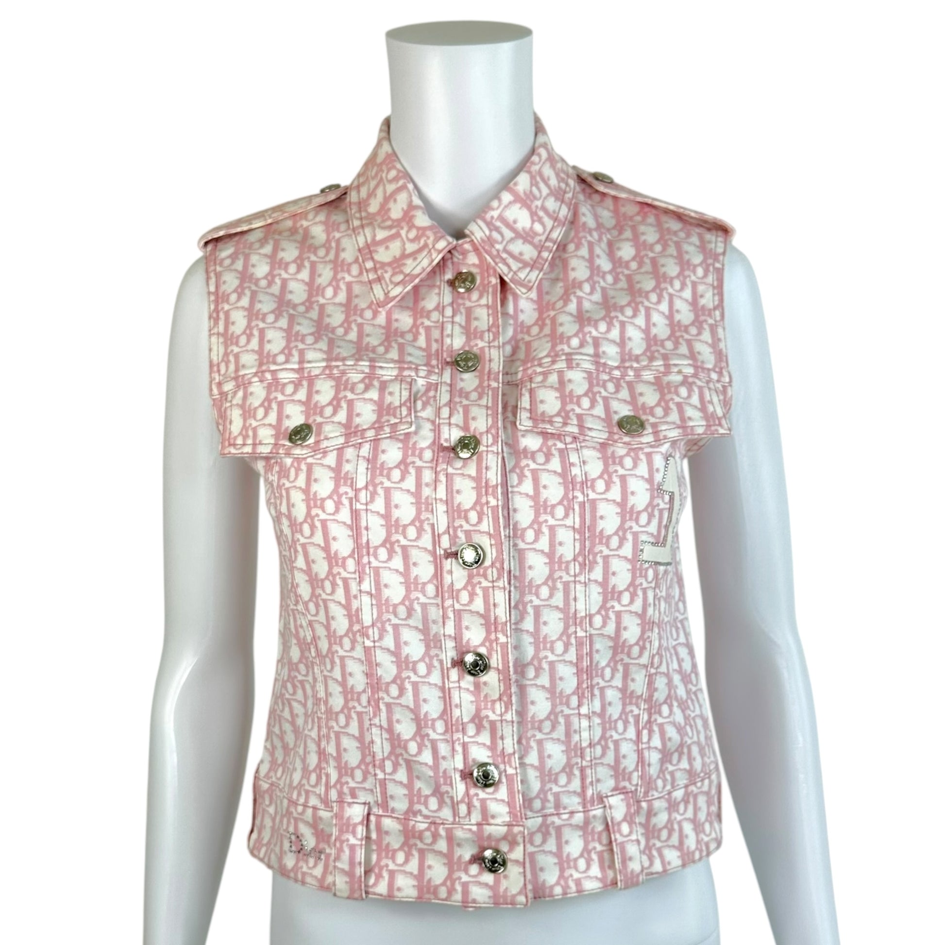 Christian Dior Pink Trotter Monogram Rhinestone Vest