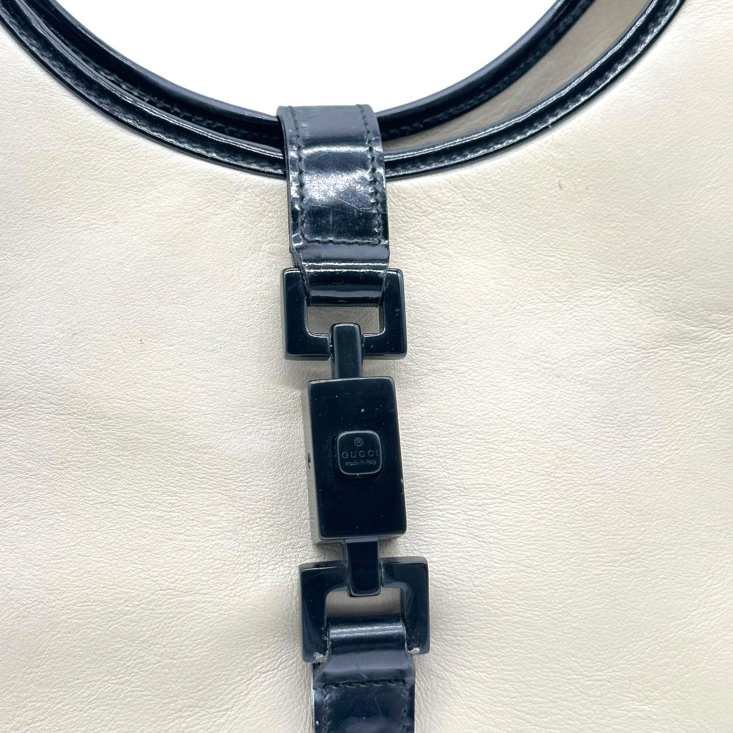 Gucci Black & Ivory Patent Leather Jackie Bag