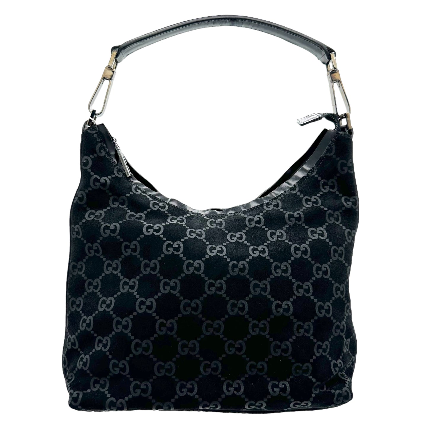 Gucci Black Suede Monogram Shoulder Bag - Outfit Repeater