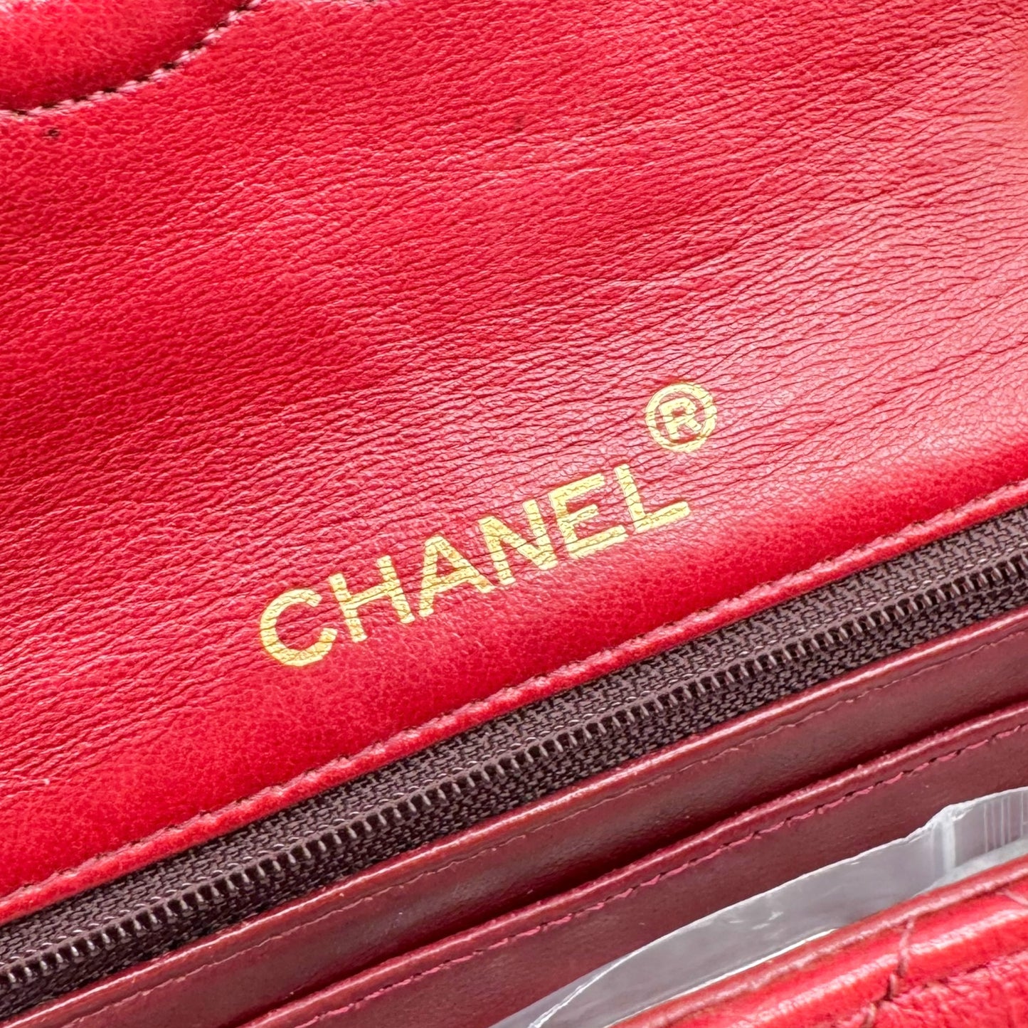 Chanel Small Square Classic Flap Bag Burgundy Gold Leather